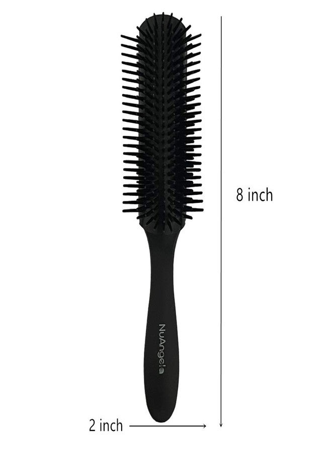 NuAngela Cushion 9 Row Nylon Bristle Brush For Curly Hair, Easy Clean Styling Hairbrush Combs For Detangling Shaping Smoothing Blow-Drying Separating,Defining Curls For Wet, Long, Frizzy, Thick Hair - Image 2